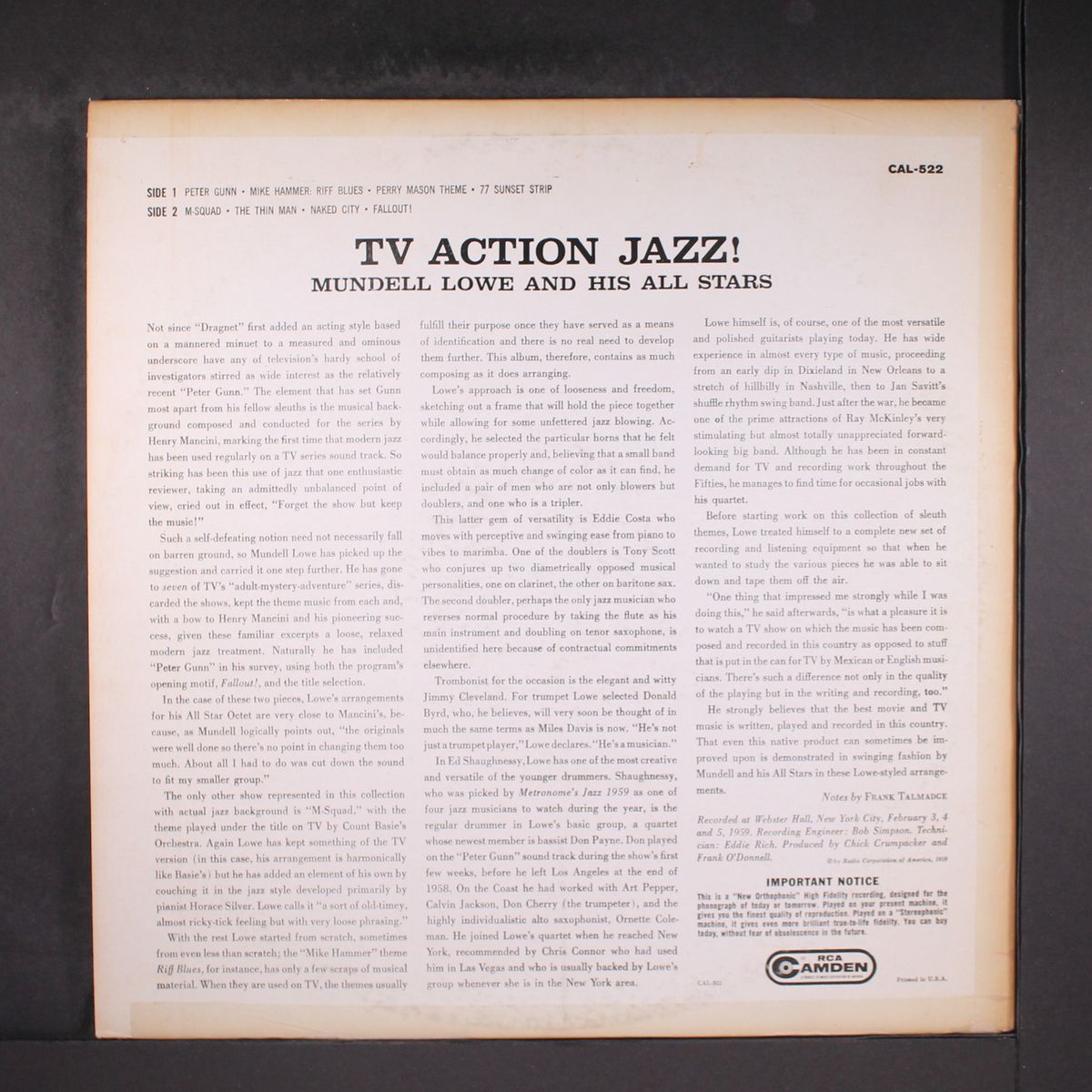 tv action jazz by MUNDELL LOWE