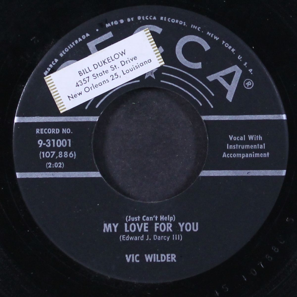 hey, little girl / my love for you by VIC WILDER