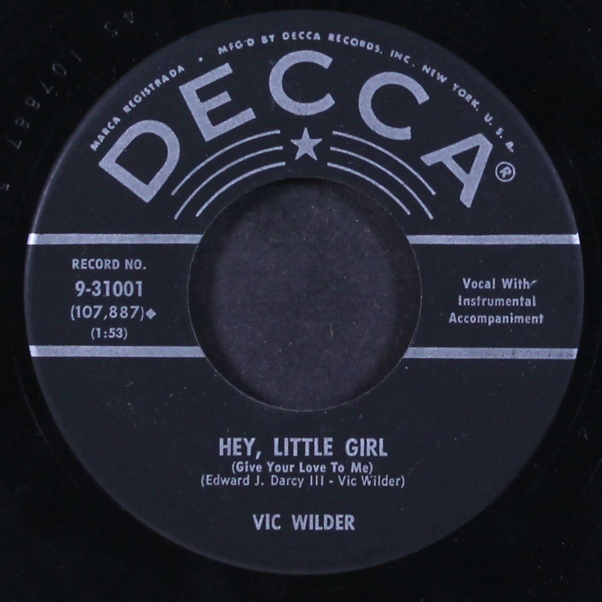 hey, little girl / my love for you by VIC WILDER