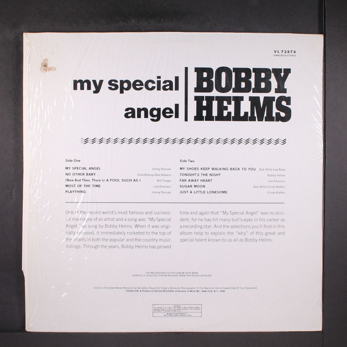 my special angel by BOBBY HELMS