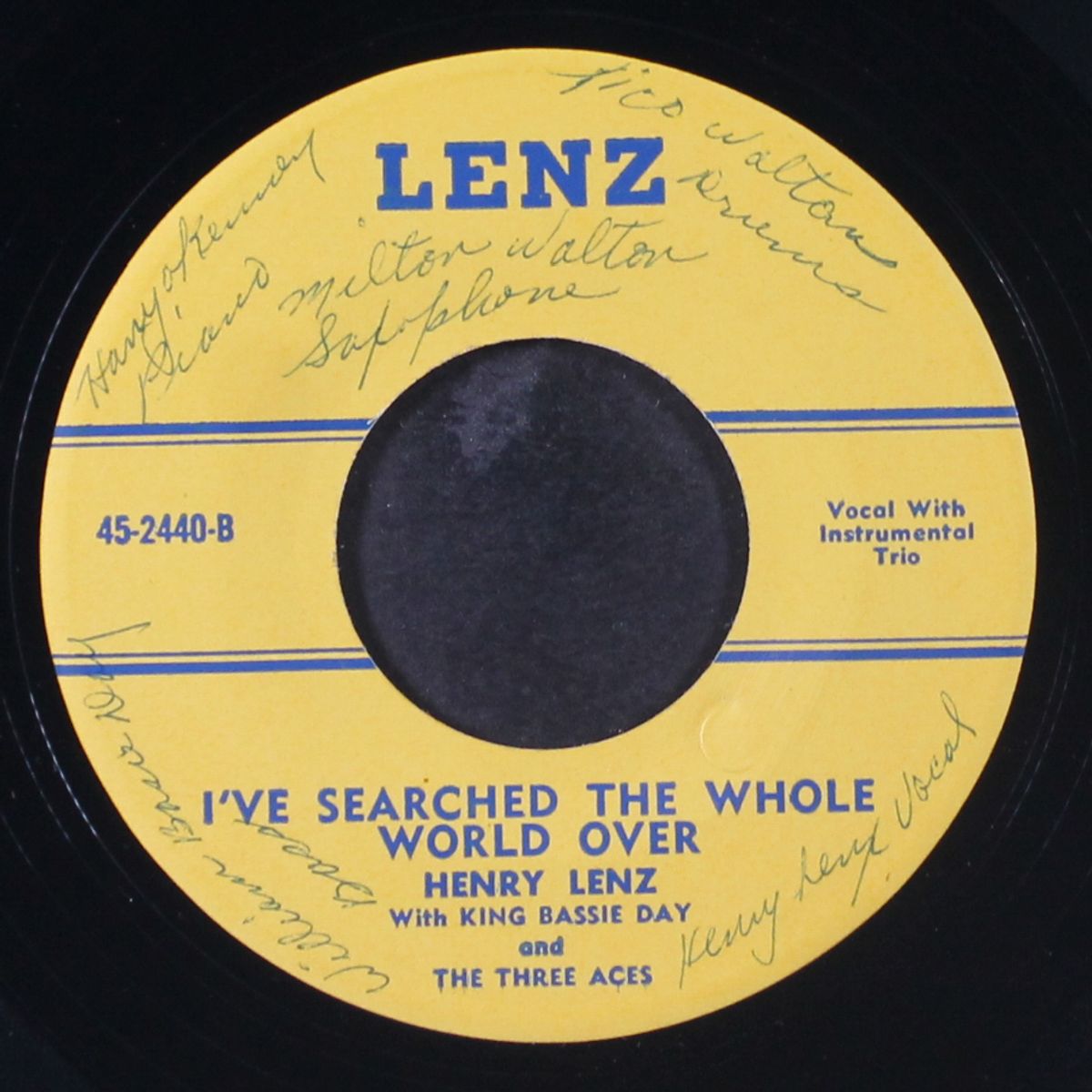 down the road / i've searched the whole world over by HENRY LENZ WITH KING BASSIE DAY AND THE THREE