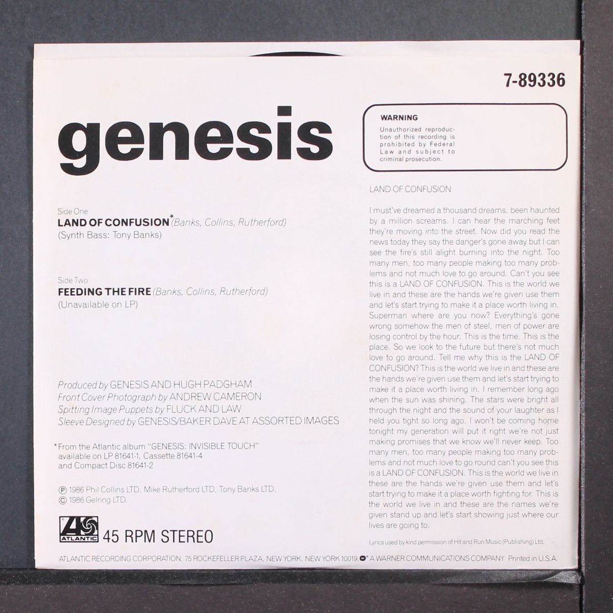 land of confusion / same by GENESIS