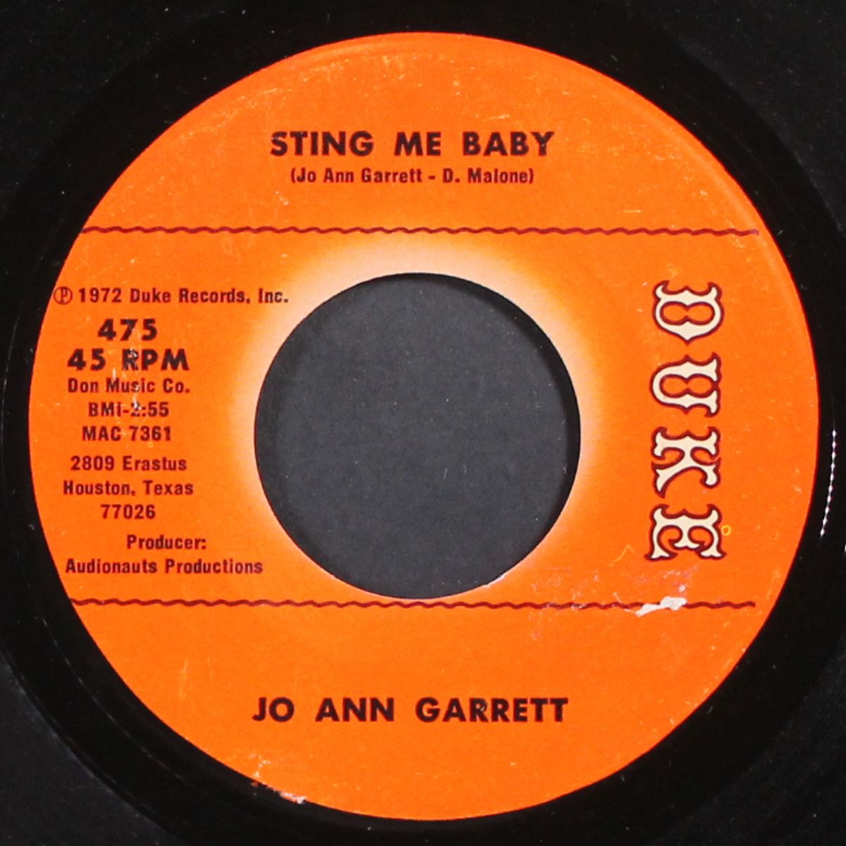 sting me baby / i'm under your control by JO ANN GARRETT