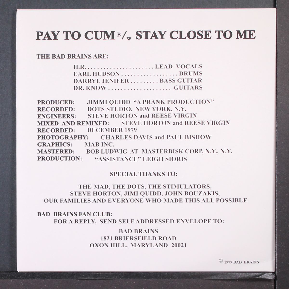 pay to cum! by BAD BRAINS