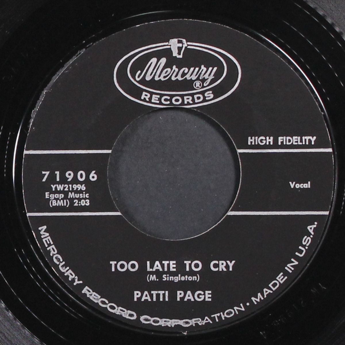 go on home / too late to cry by PATTI PAGE
