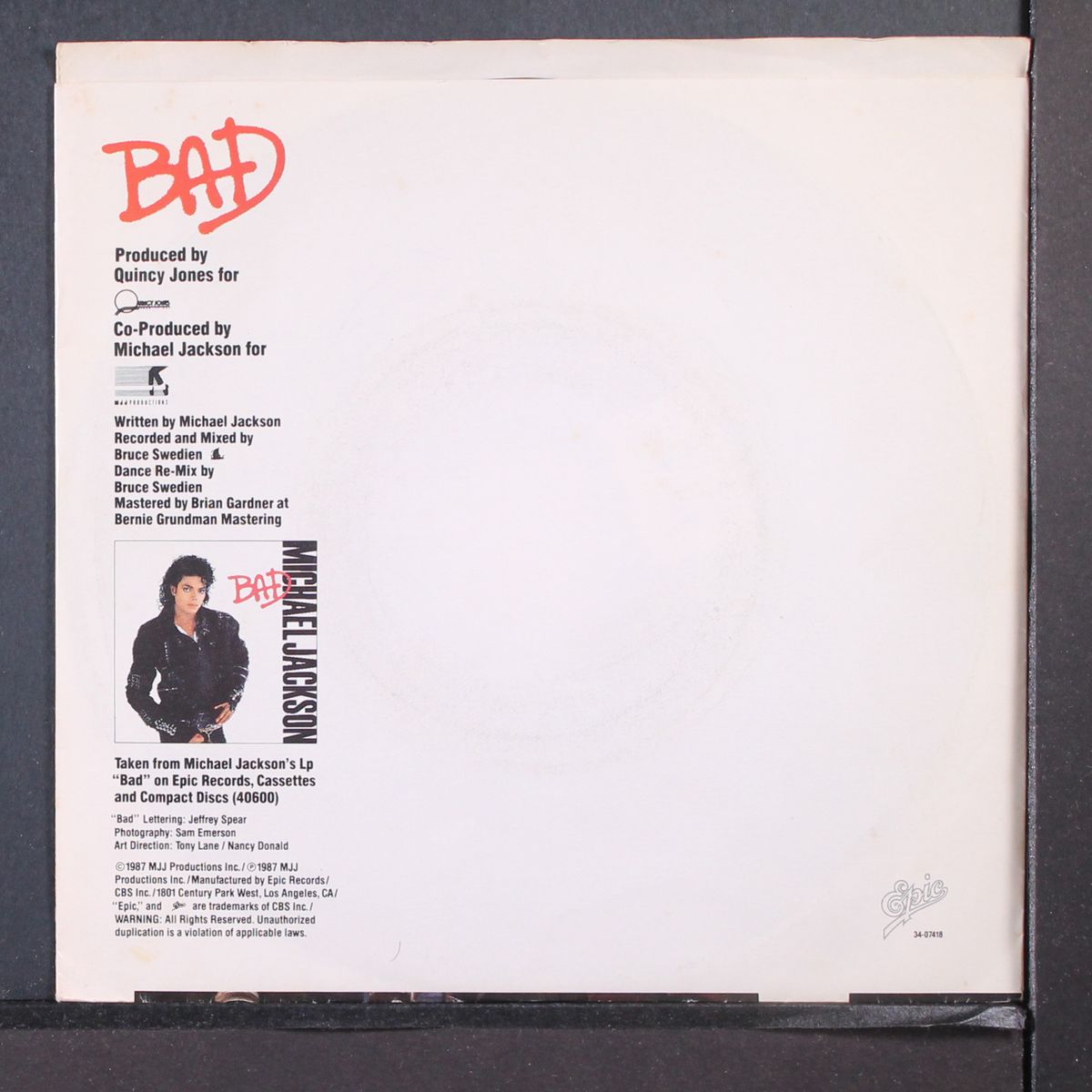 bad / i can't help it by MICHAEL JACKSON