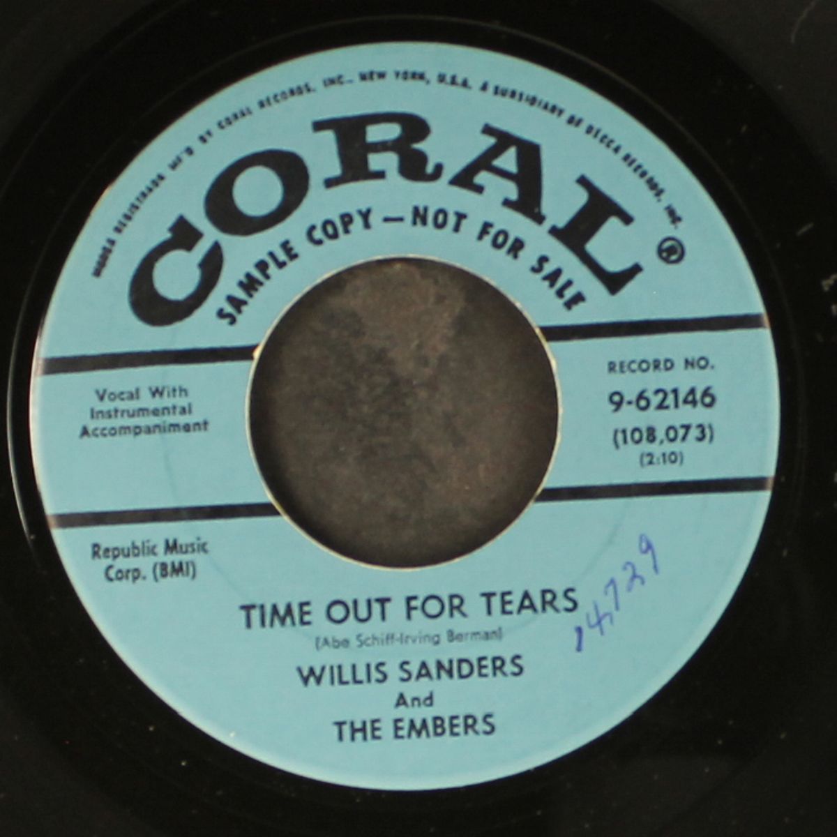time out for tears / hungry for your love by WILLIS SANDERS & EMBERS