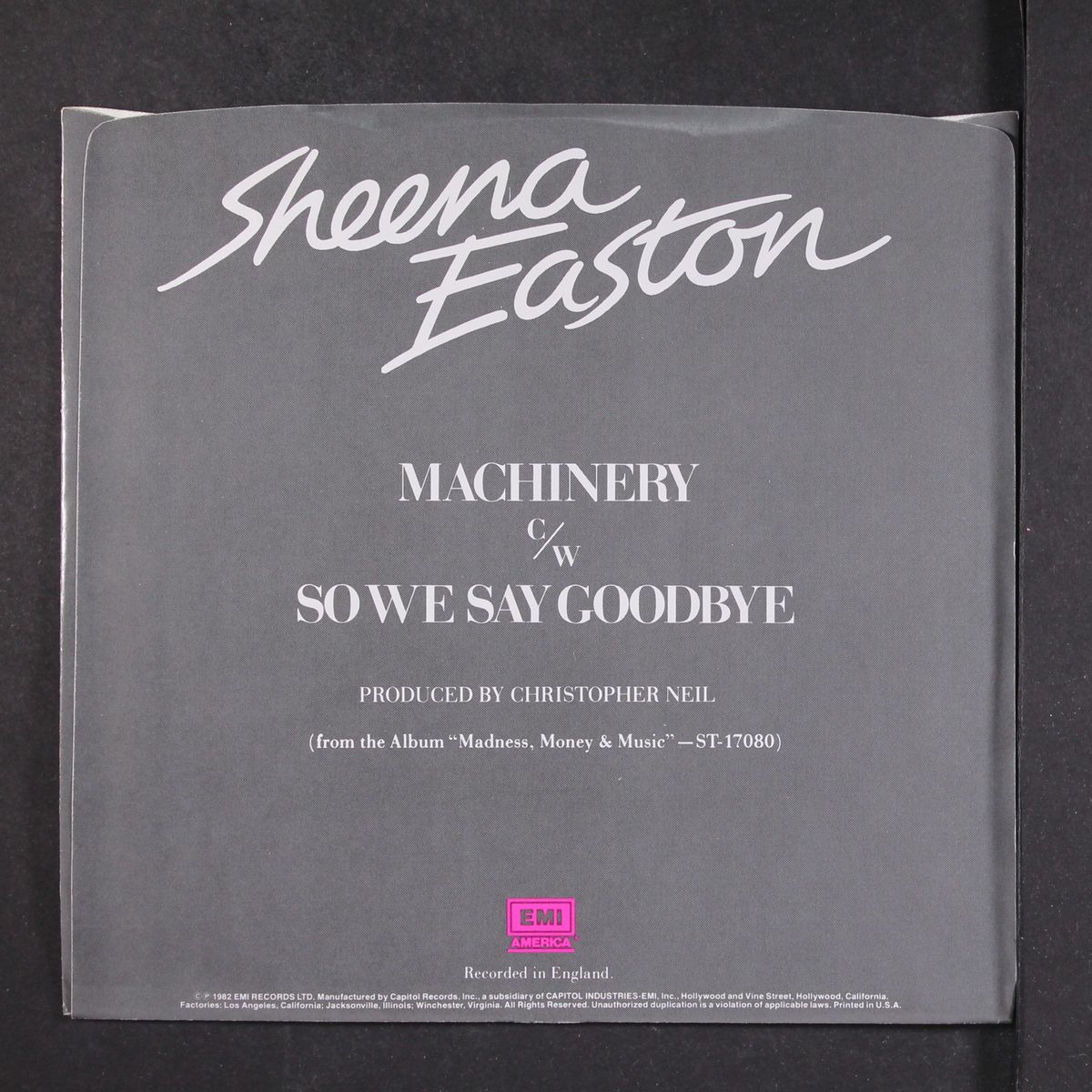 machinery / so we say goodbye by SHEENA EASTON