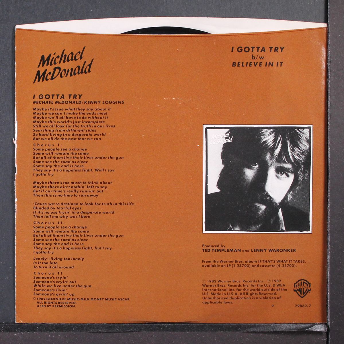 i gotta try / believe in it by MICHAEL MCDONALD