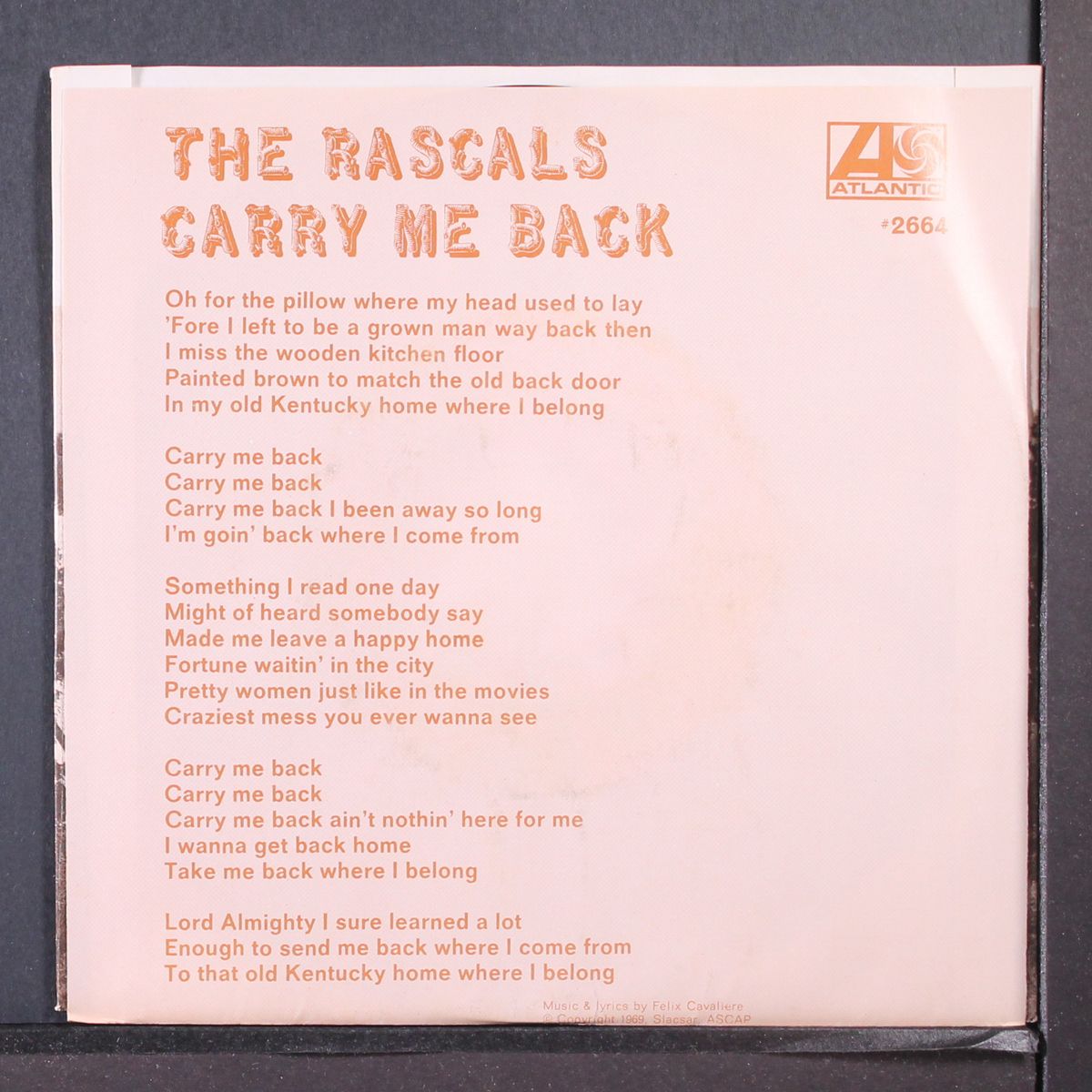 carry me back / real thing by RASCALS