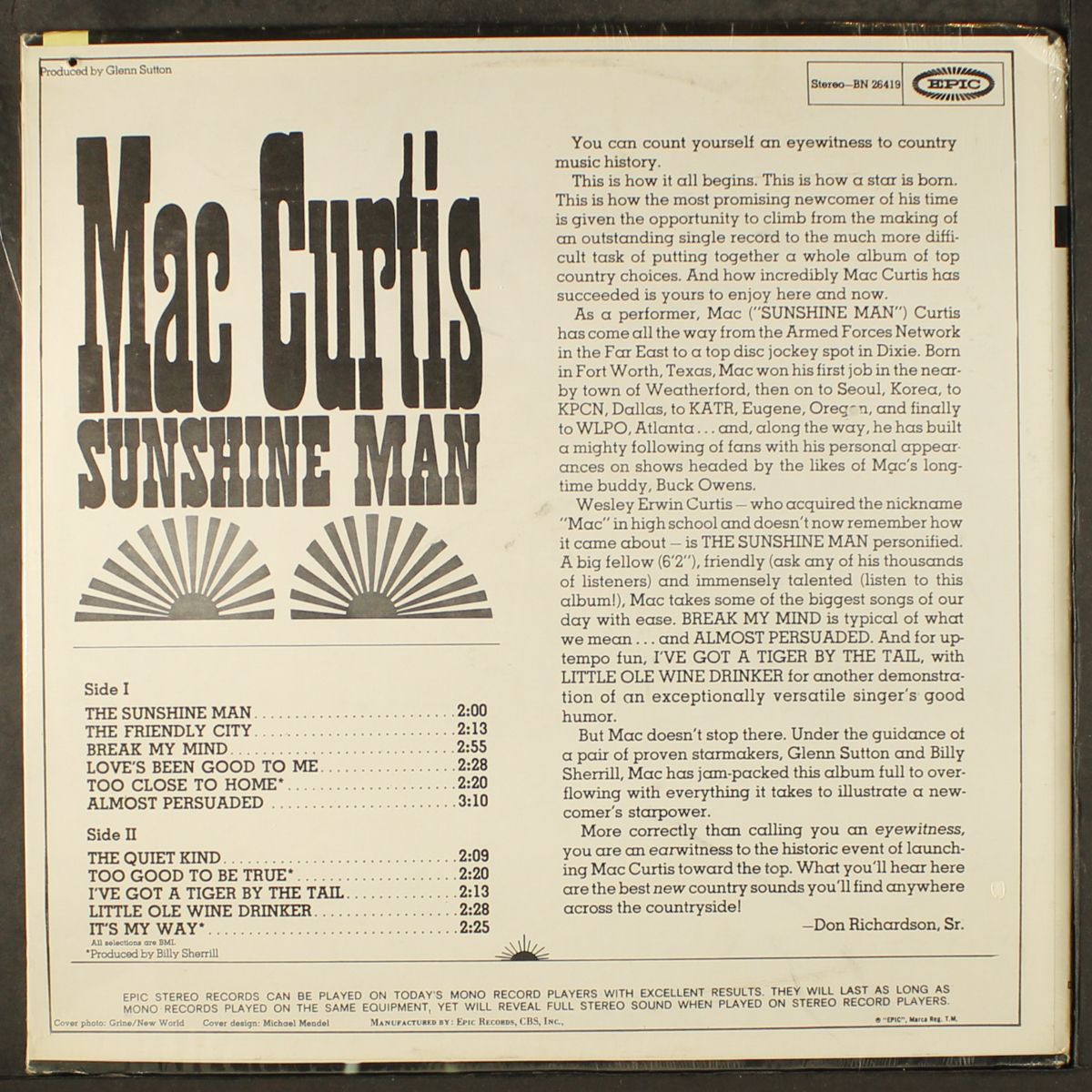 the sunshine man by MAC CURTIS