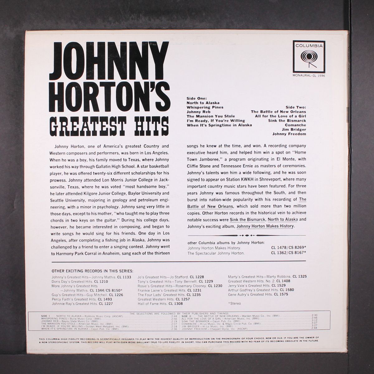 greatest hits by JOHNNY HORTON