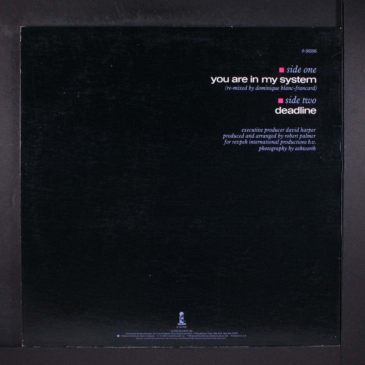 you are in my system / deadline by ROBERT PALMER