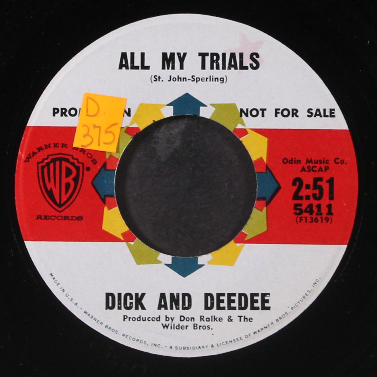 all my trials / don't think twice, it's all right by DICK AND DEEDEE
