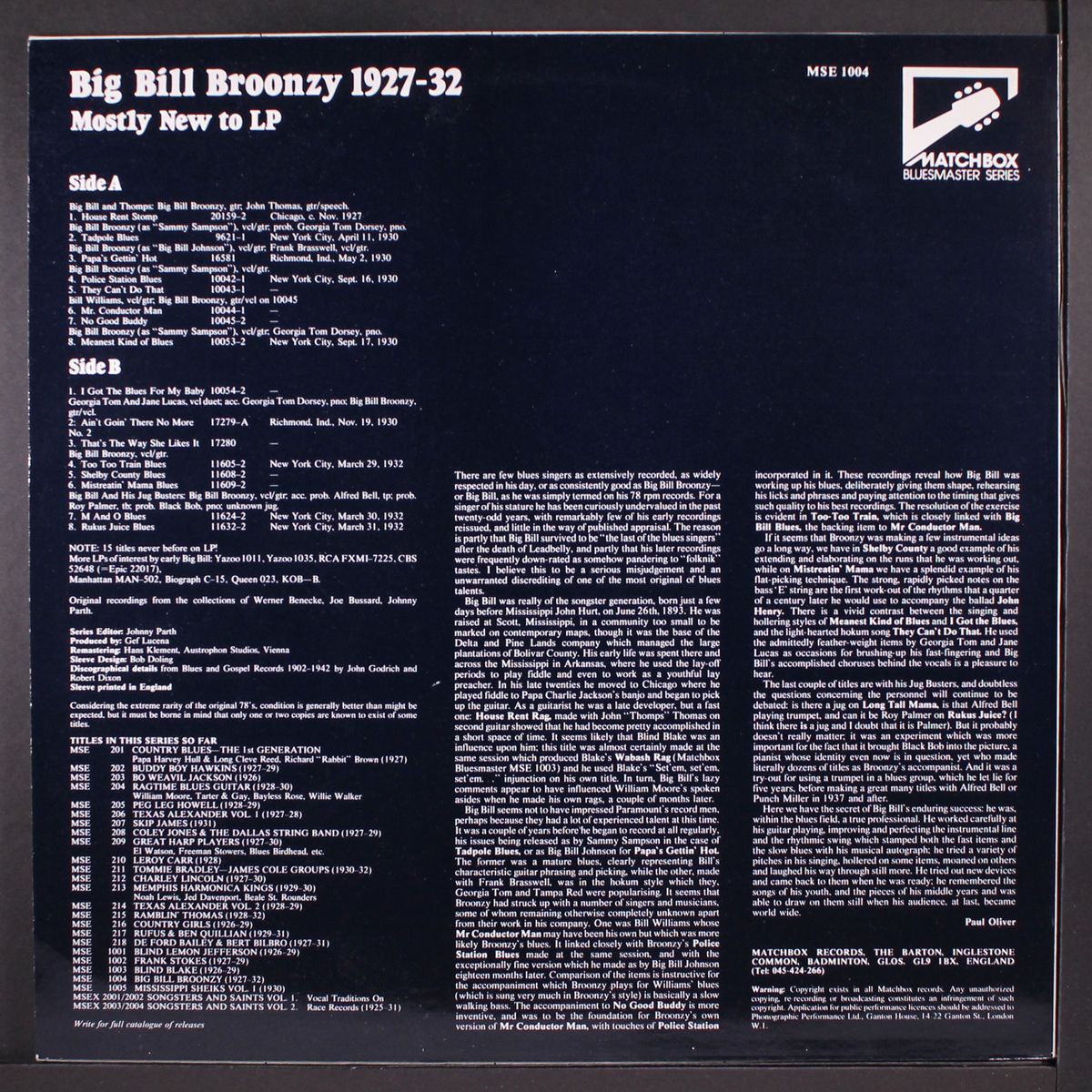 mostly new to lp, 1927-32 by BIG BILL BROONZY