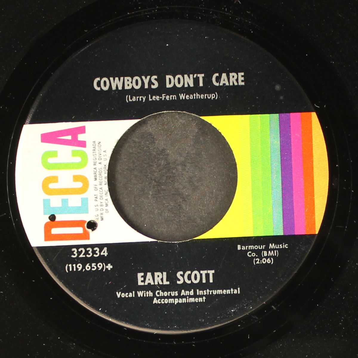 cowboys don't care / everytime i fall in love it rains by EARL SCOTT