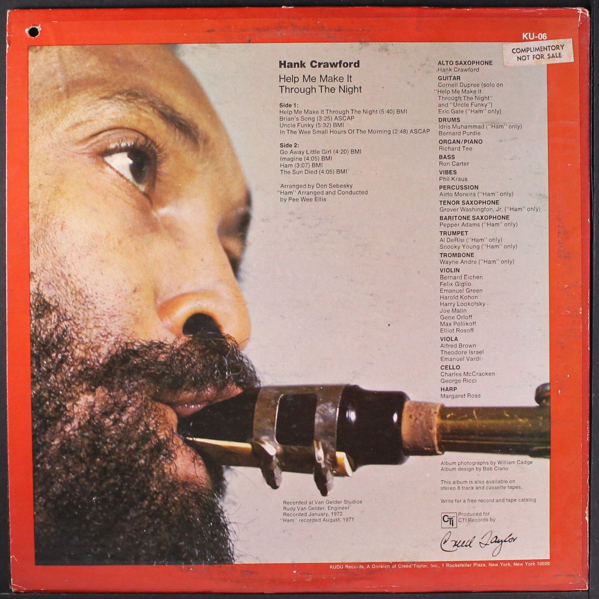 help me make it through the night by HANK CRAWFORD