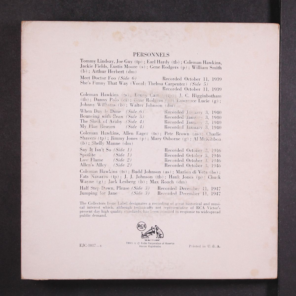 the hawk in flight by COLEMAN HAWKINS