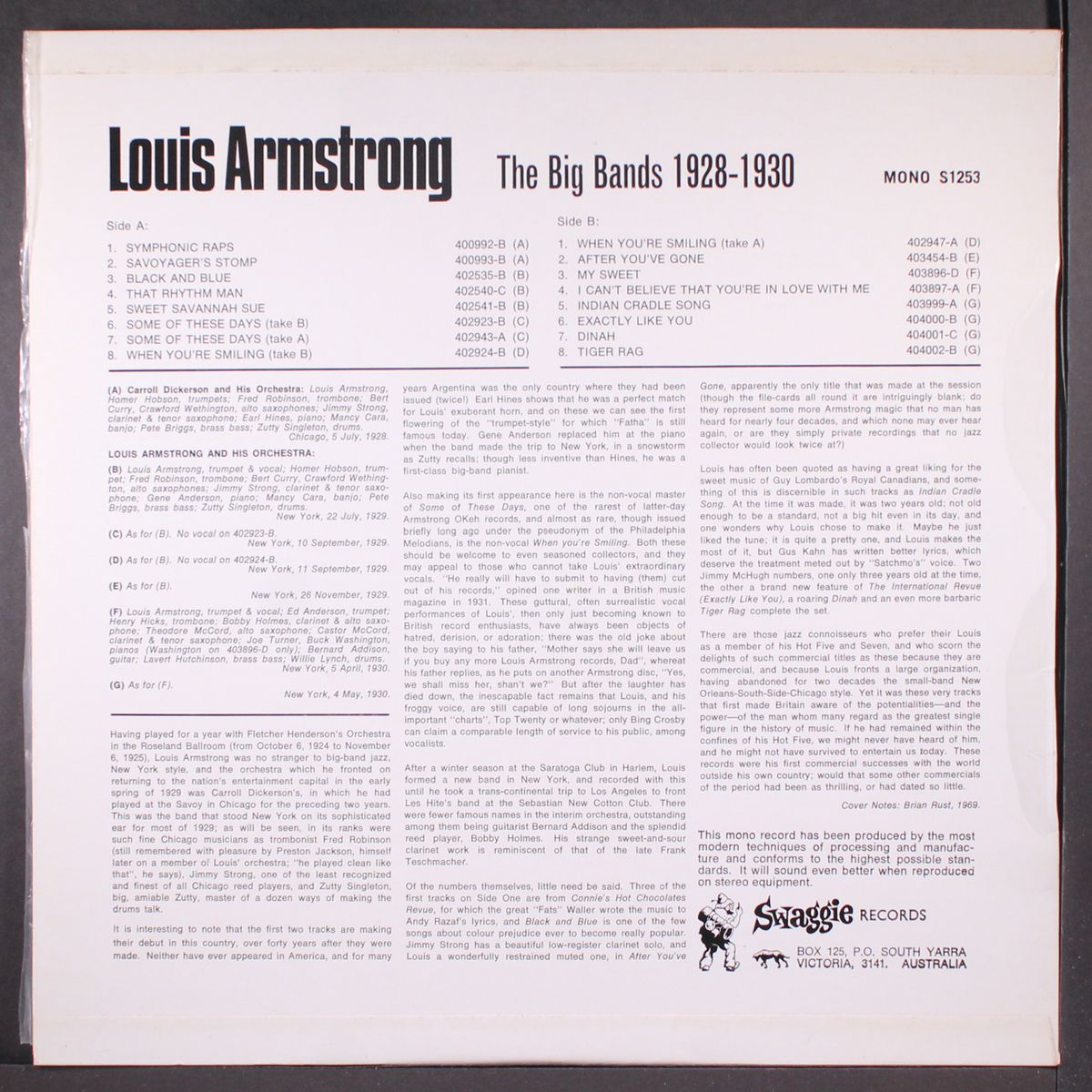 the big bands 1928-1930 by LOUIS ARMSTRONG