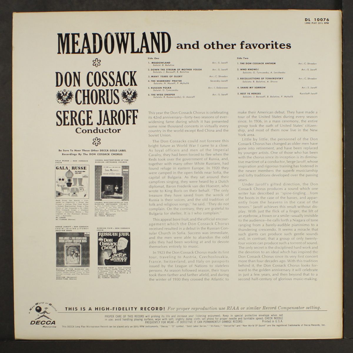 meadowland by DON COSSACK CHORUS