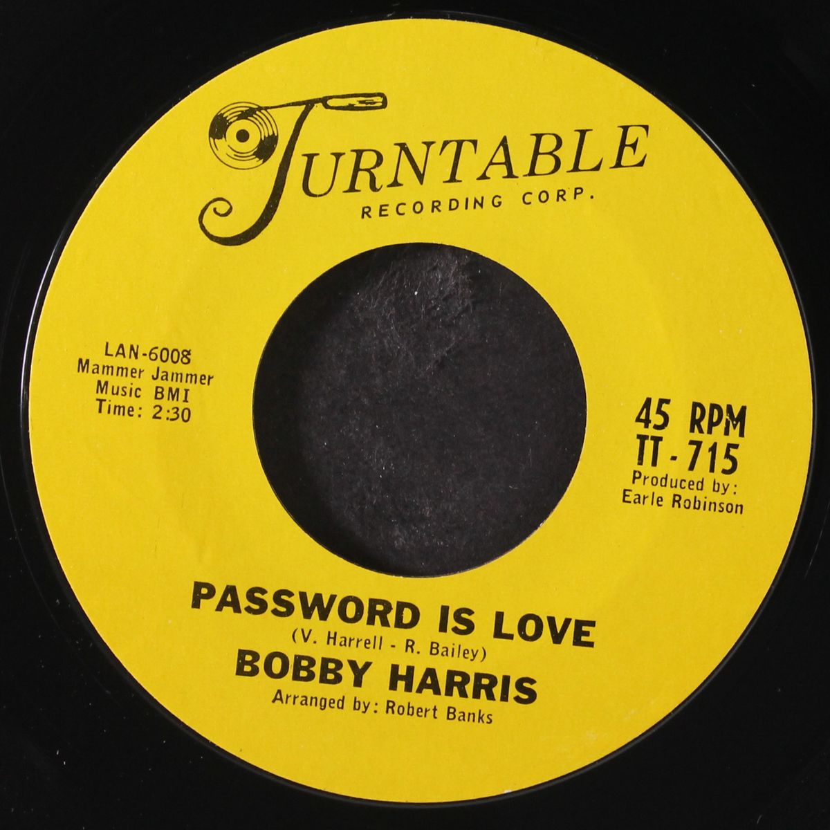 password is love / that's when i'll stop lovin' you by BOBBY HARRIS