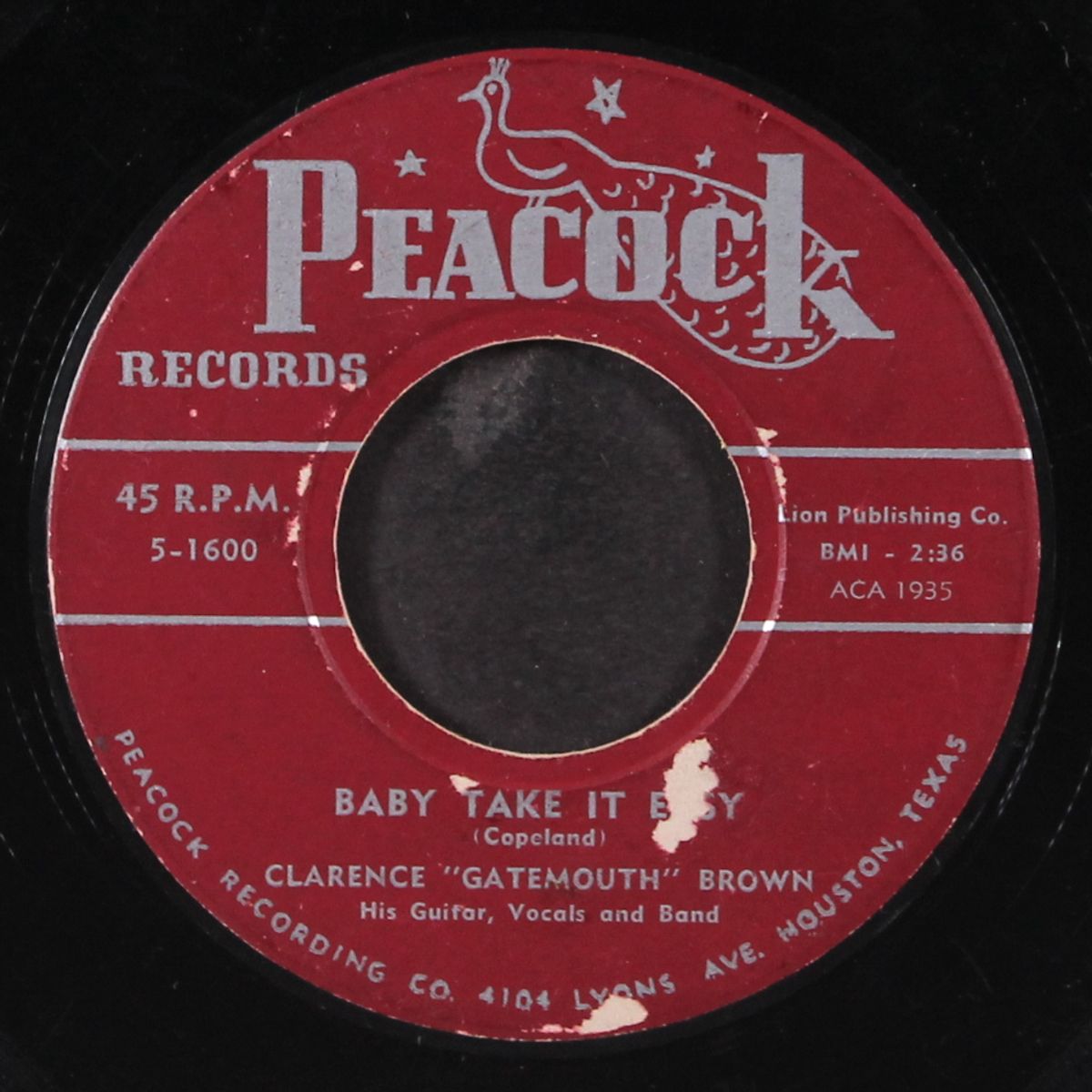 baby take it easy / just go lucky by CLARENCE 'GATEMOUTH' BROWN