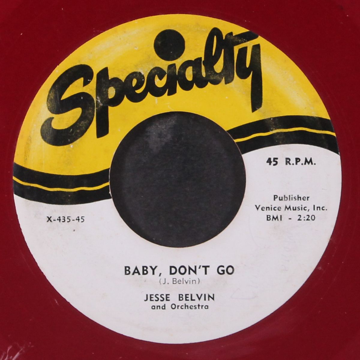 confusin' blues / baby, don't go by JESSE BELVIN
