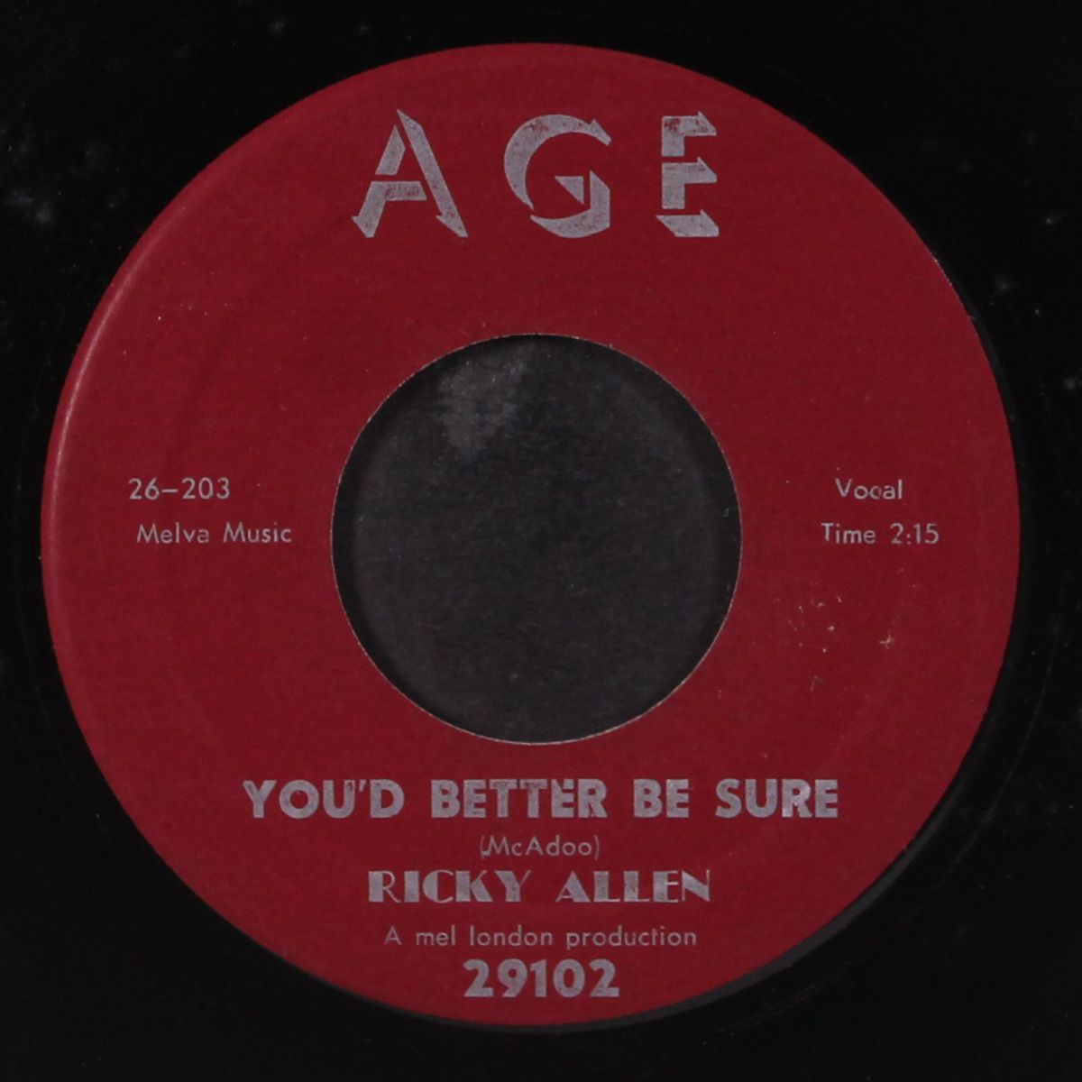 you'd better be sure / you were my teacher by RICKY ALLEN