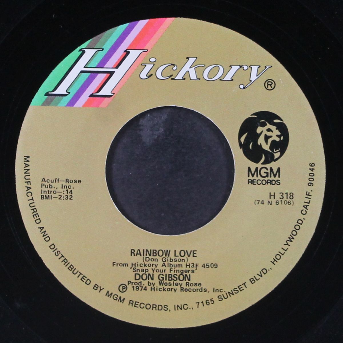 rainbow love / one day at a time by DON GIBSON