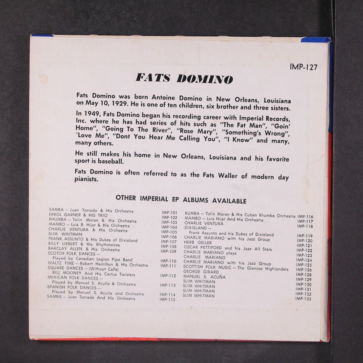 america's outstanding piano stylist by FATS DOMINO