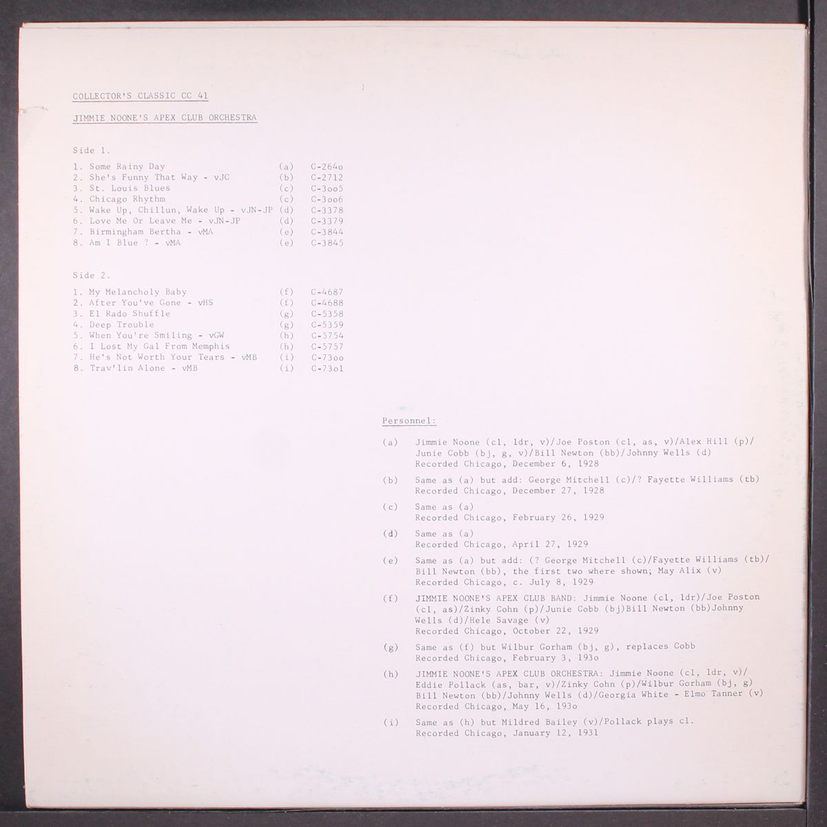 jimmie noone's apex club orchestra by JIMMIE NOONE