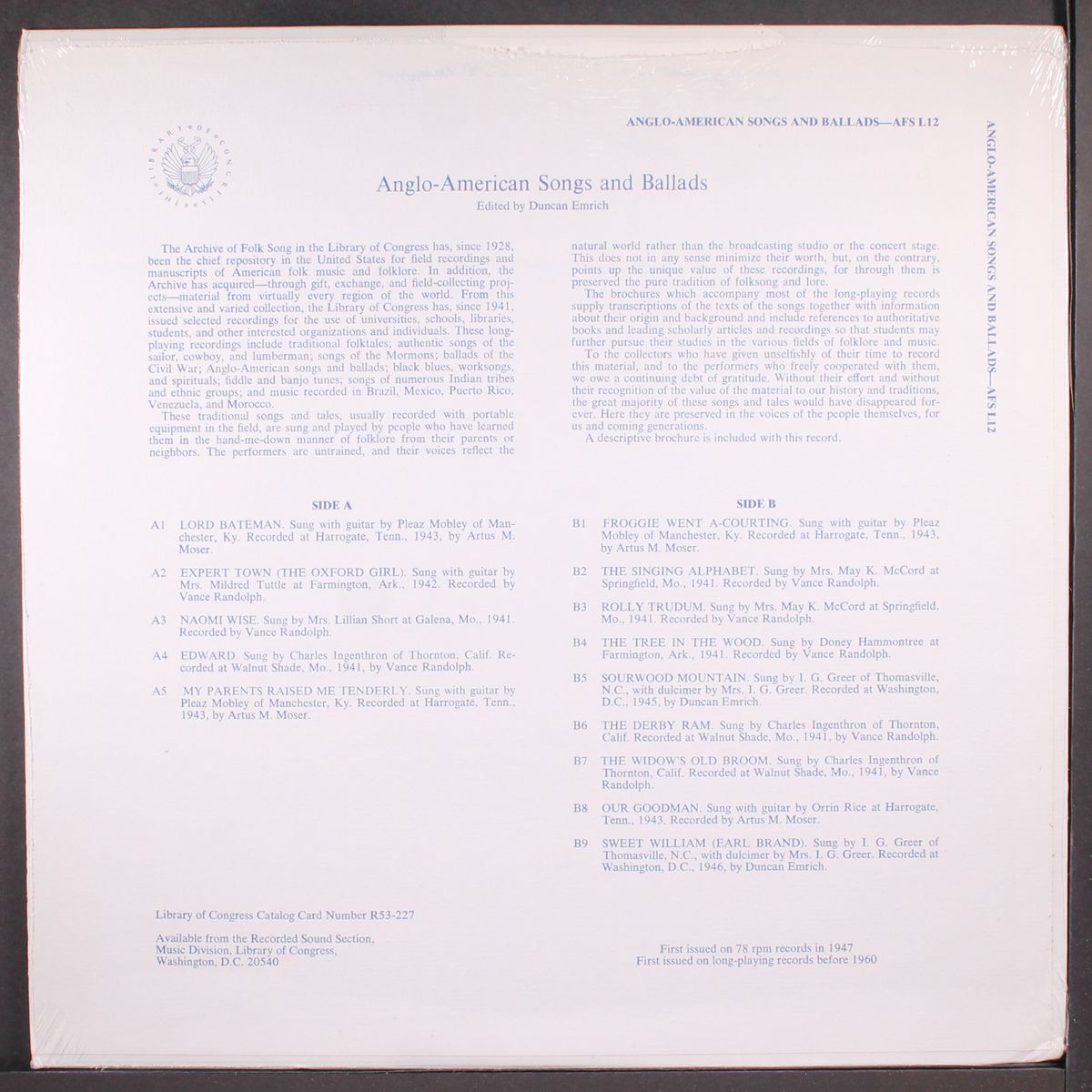 anglo-american songs and ballads by VARIOUS