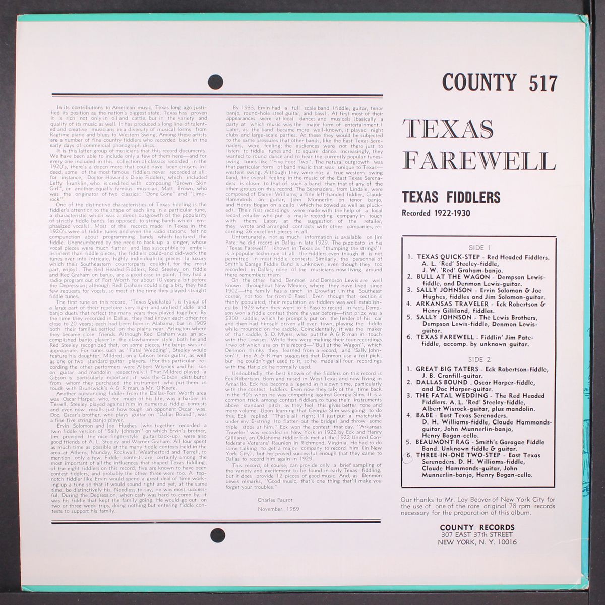 texas farewell, texas fiddlers 1922-1930 by VARIOUS