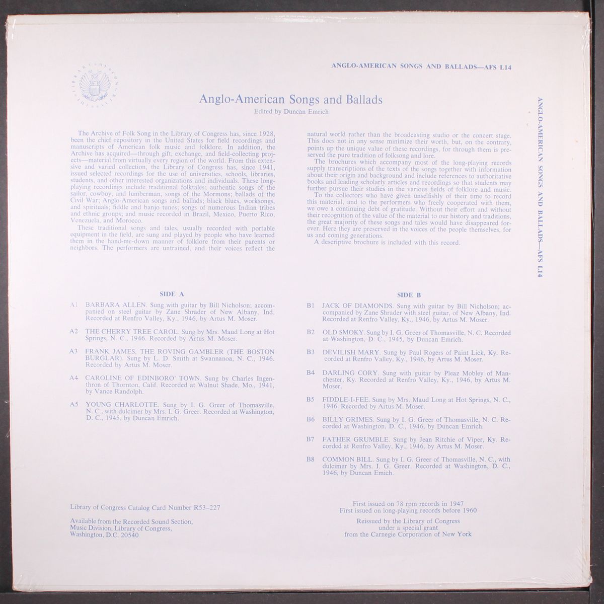 anglo-american songs and ballads by VARIOUS