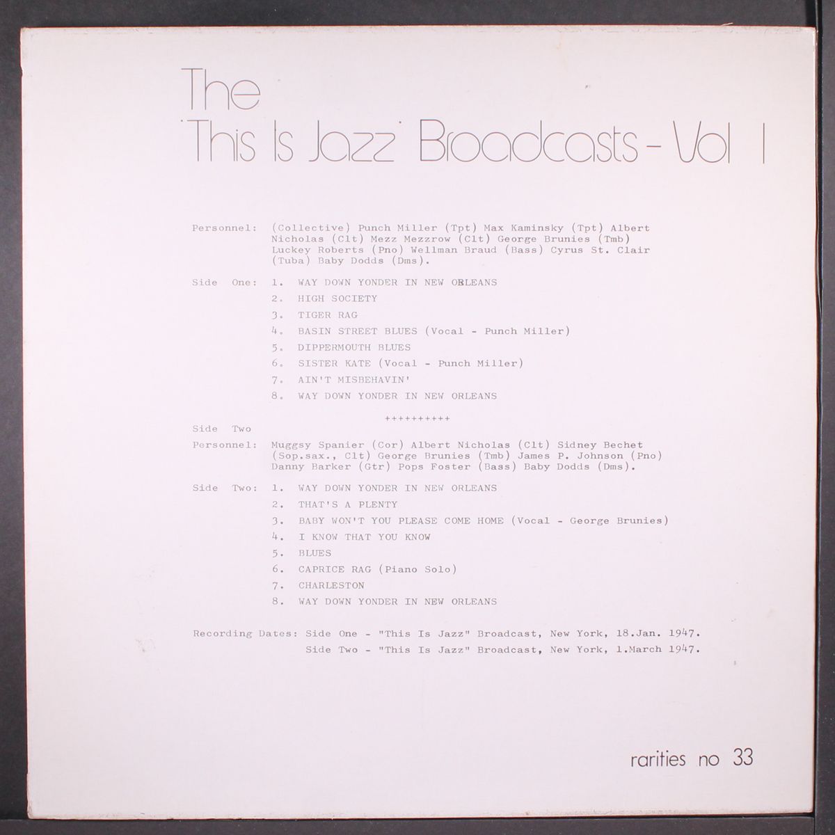 the 'this is jazz' broadcasts by VARIOUS
