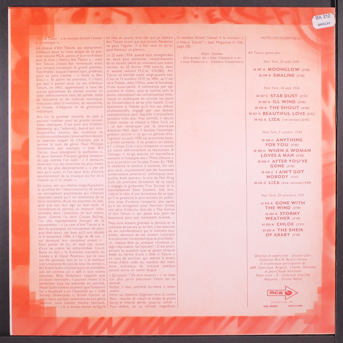 art of tatum, vol. 1; piano solos by ART TATUM
