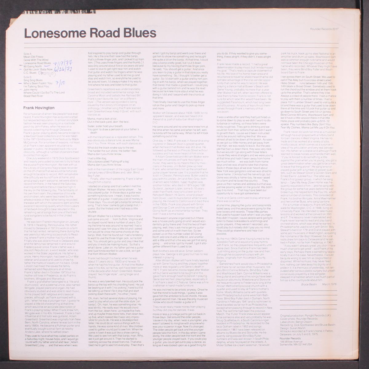 lonesome road blues by FRANK HOVINGTON