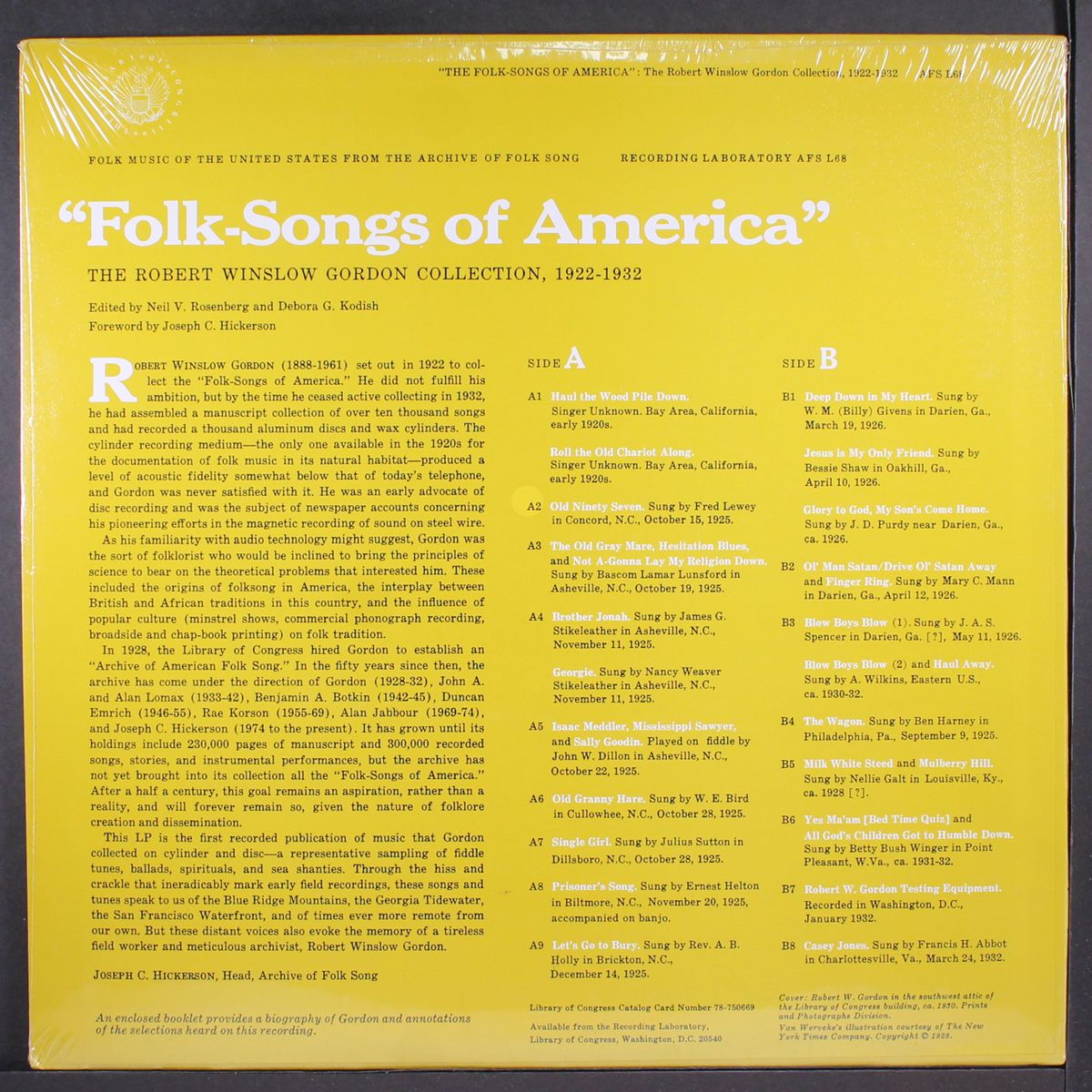 folk-songs of america; the robert winslow gordon collection, 1922-1932 by VARIOUS