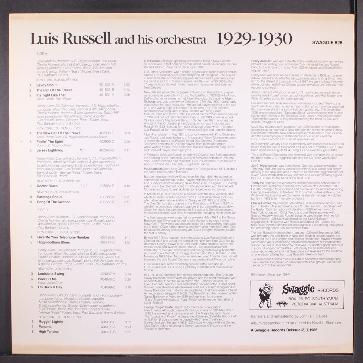 and his orchestra 1929-1930 by LUIS RUSSELL