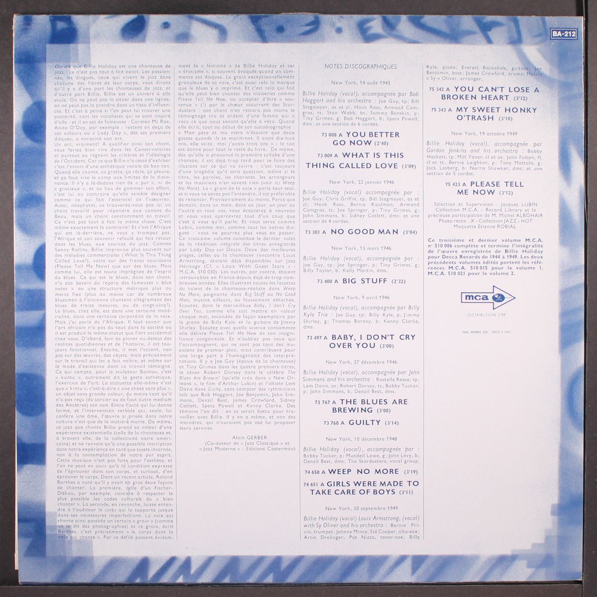 vol. 3, billie holiday story 1945-1949 by BILLIE HOLIDAY