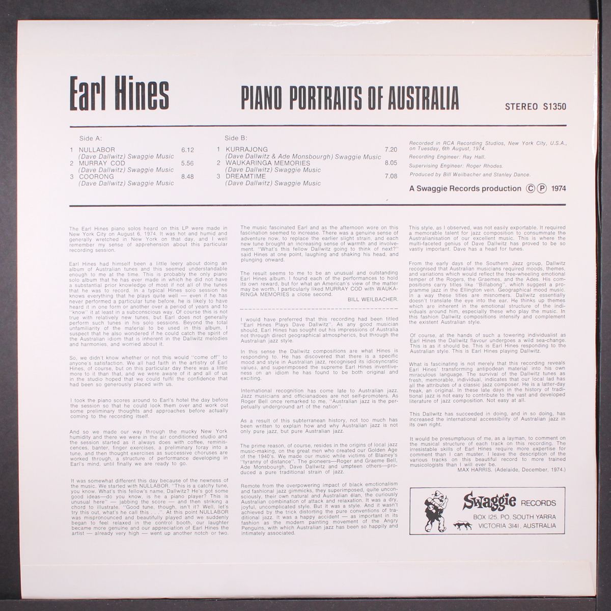 piano portraits of australia by EARL HINES