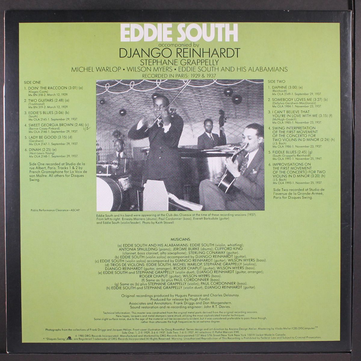 recorded in paris: 1929 & 1937 by EDDIE SOUTH & DJANGO REINHARDT