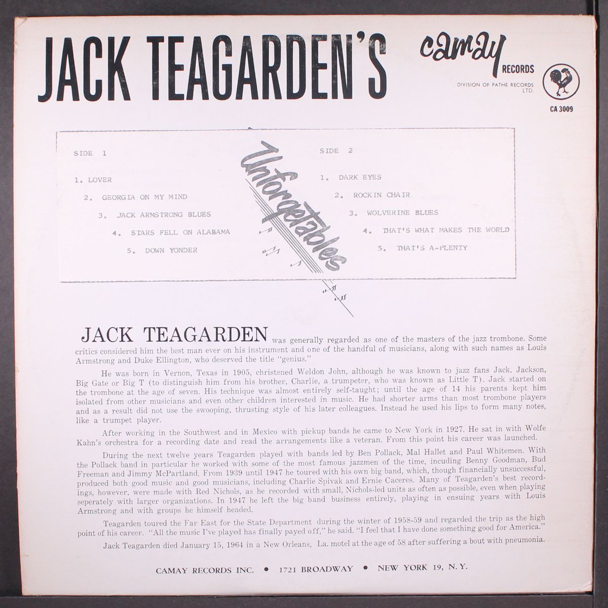 unforgetables by JACK TEAGARDEN