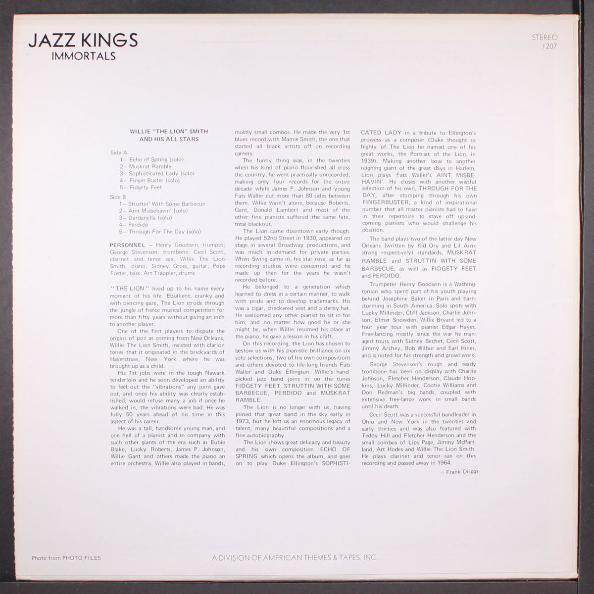jazz kings immortals by WILLIE 'THE LION' SMITH