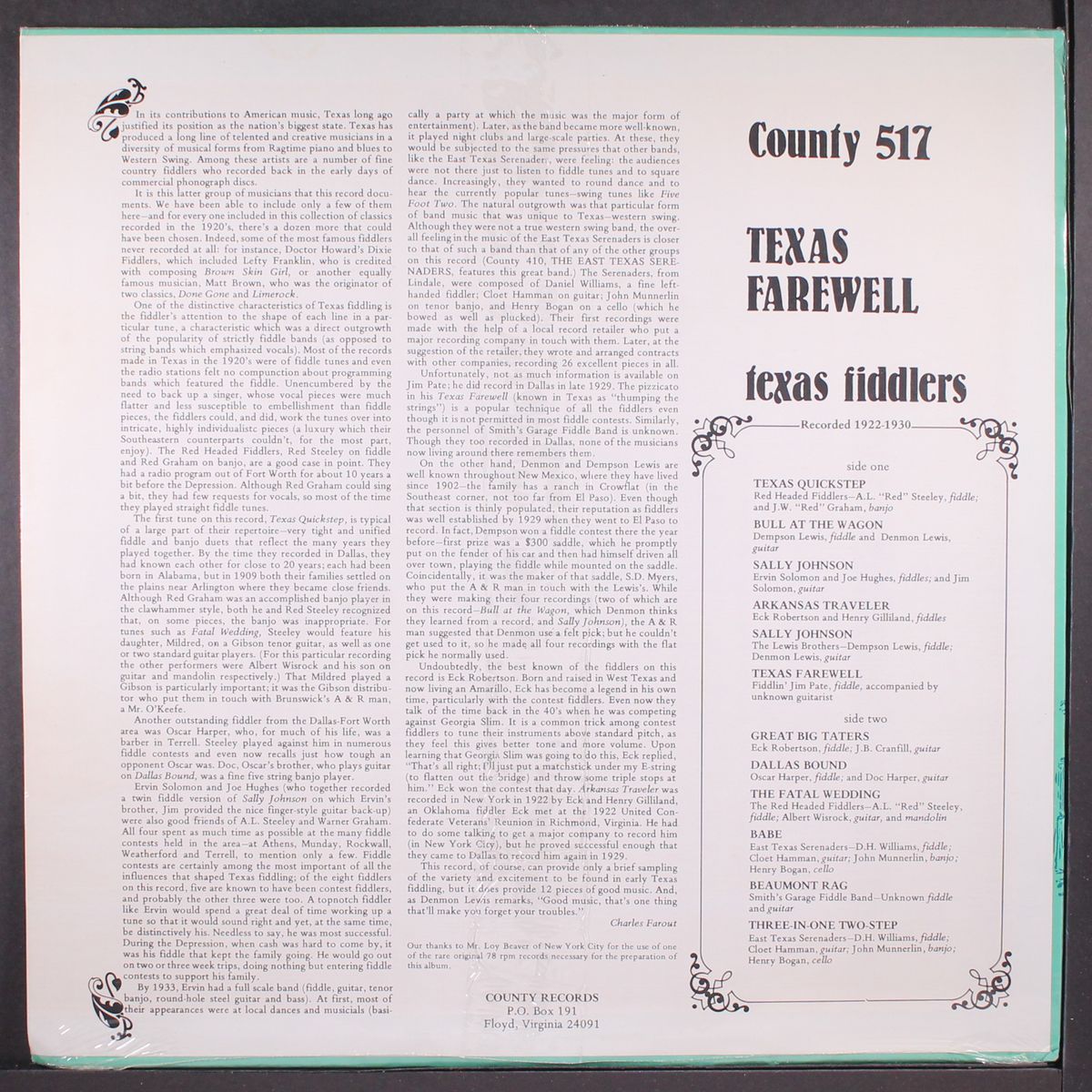 texas farewell, texas fiddlers 1922-1930 by VARIOUS