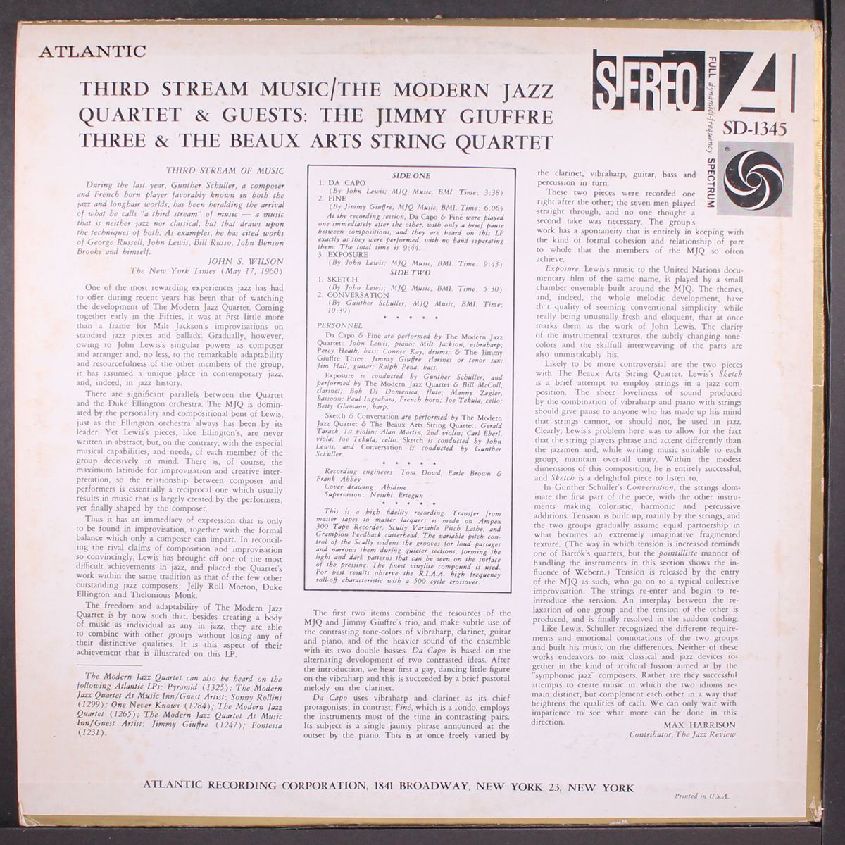 third stream music by MODERN JAZZ QUARTET