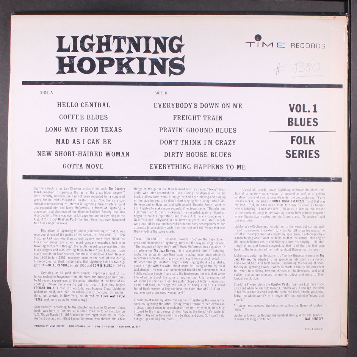 vol. 1, blues-folk series by LIGHTNIN' HOPKINS