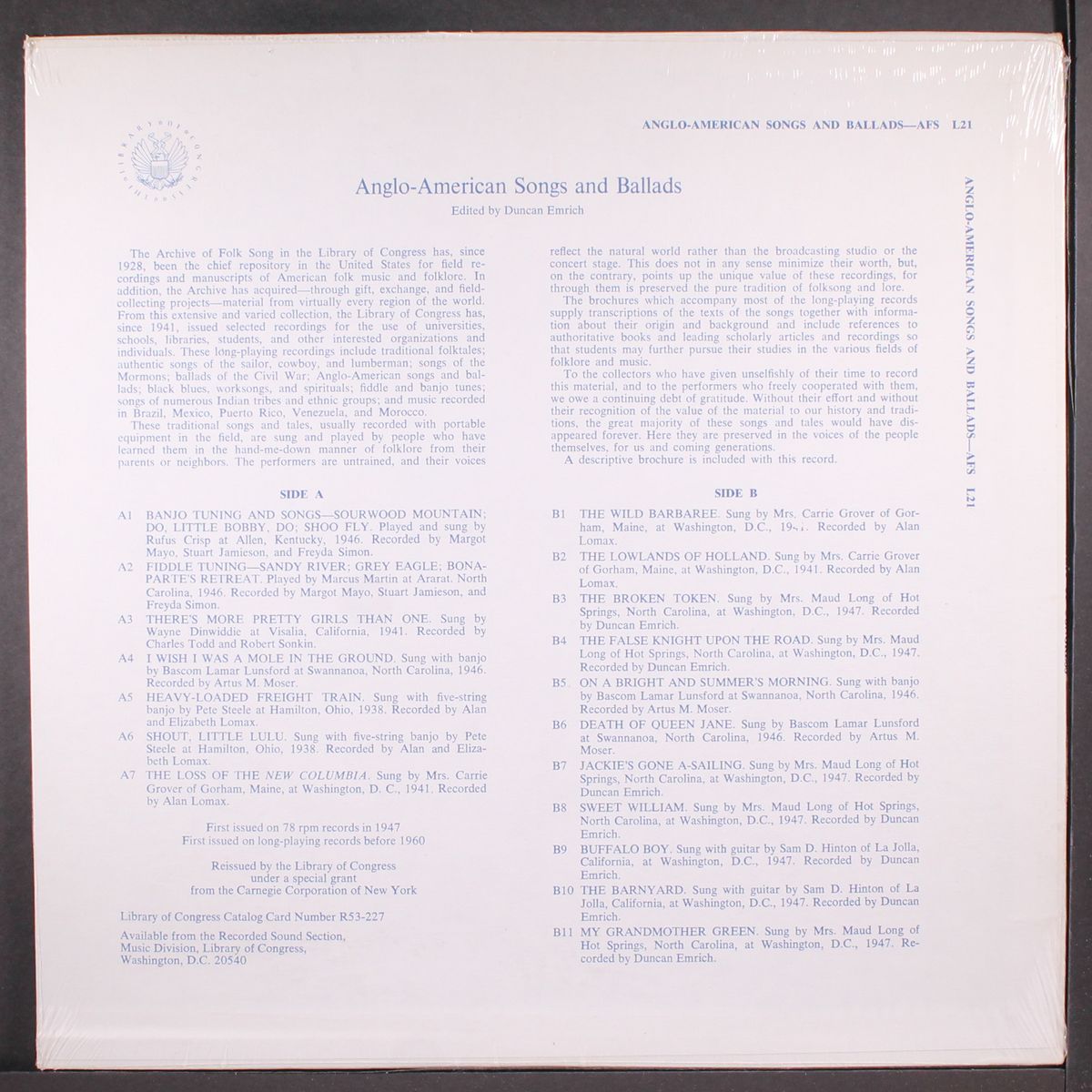anglo-american songs and ballads by VARIOUS