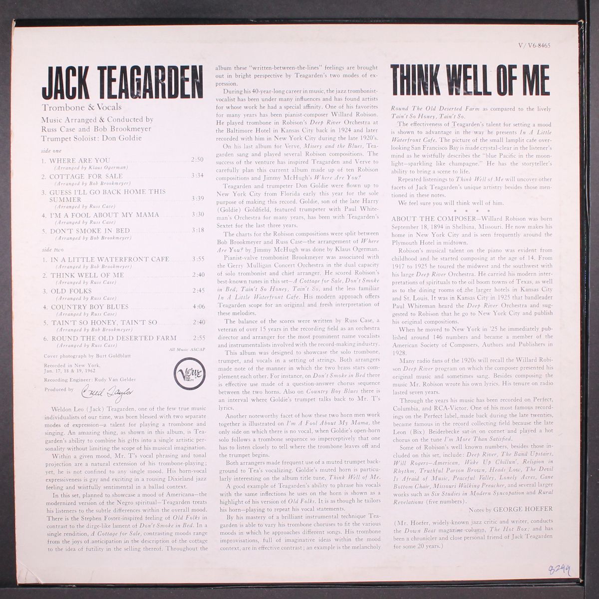 think well of me by JACK TEAGARDEN