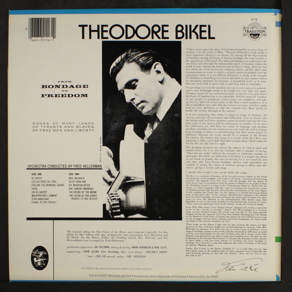 songs of bondage and freedom by THEODORE BIKEL